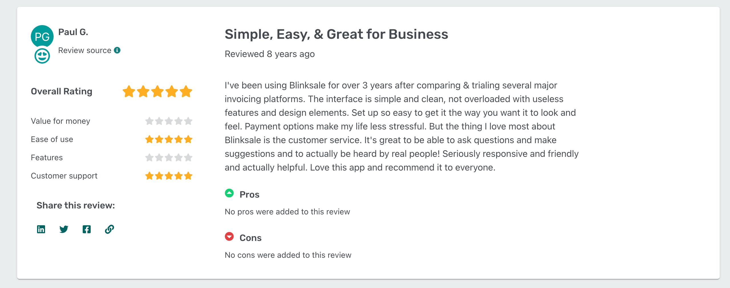 blinksale good review