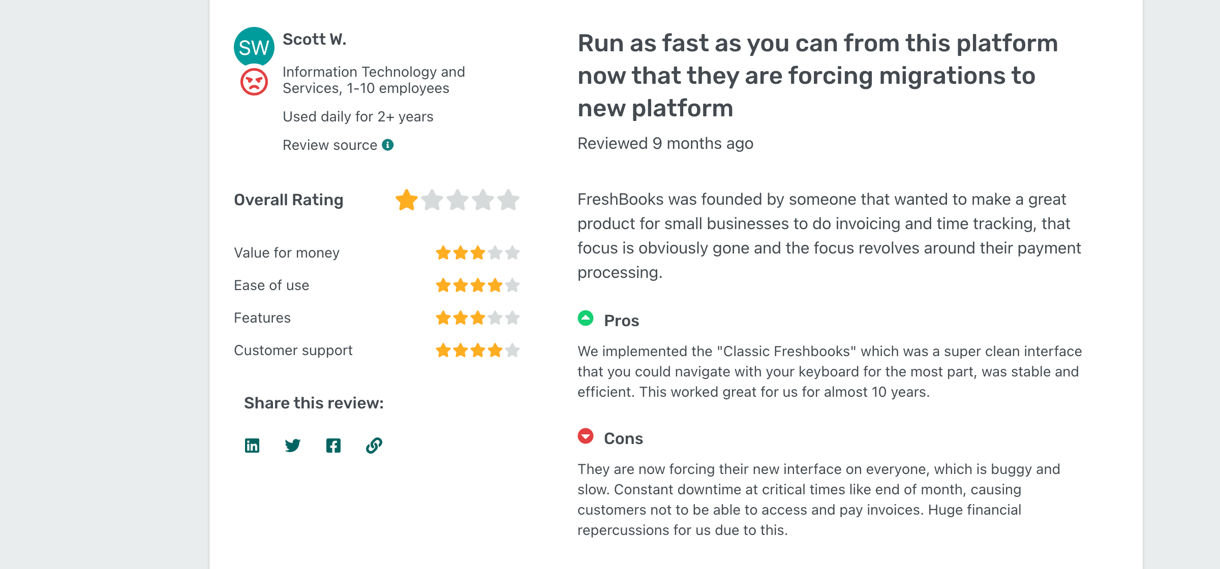 Freshbooks bad reviews