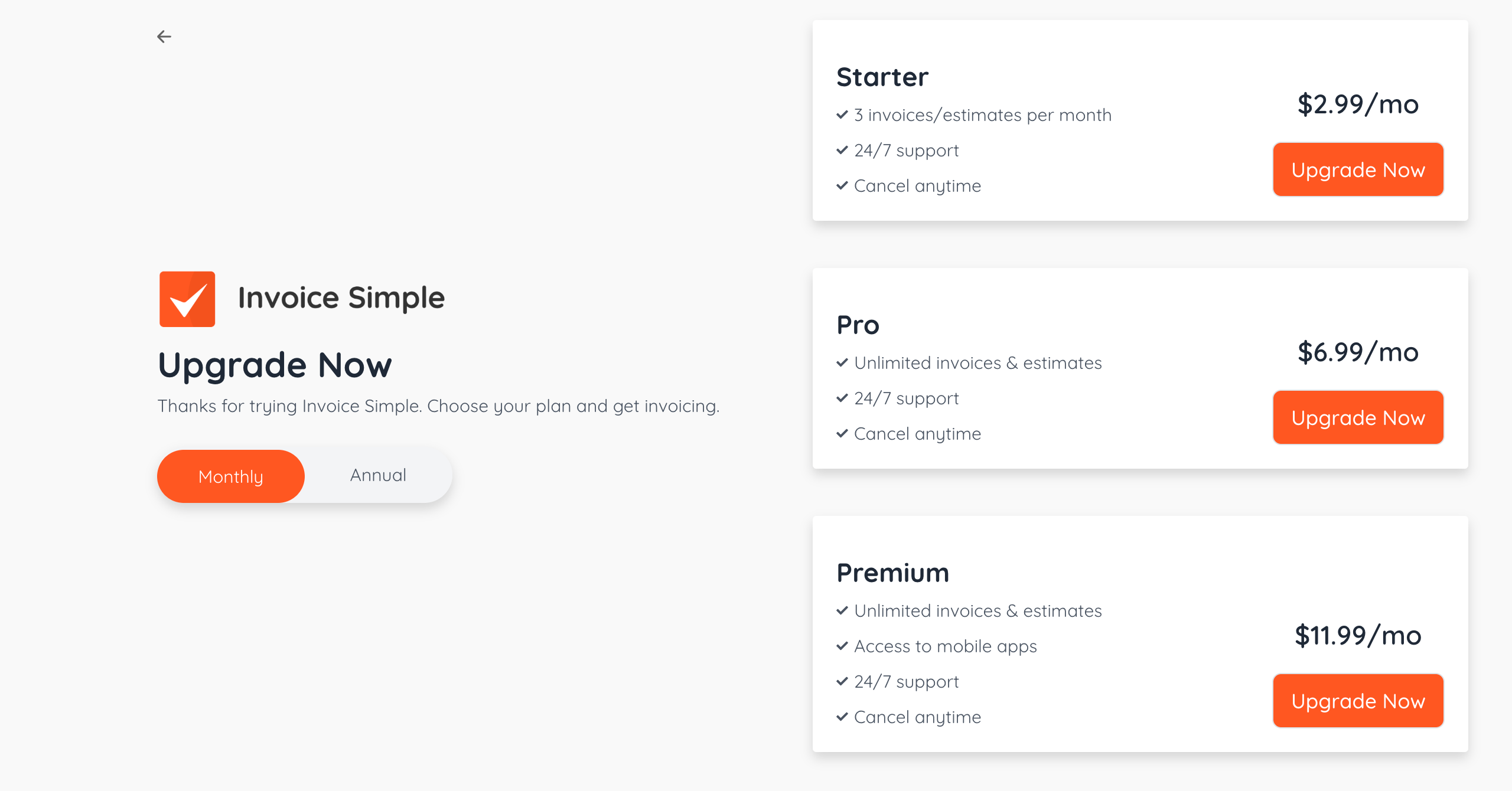 Invoicesimple pricing