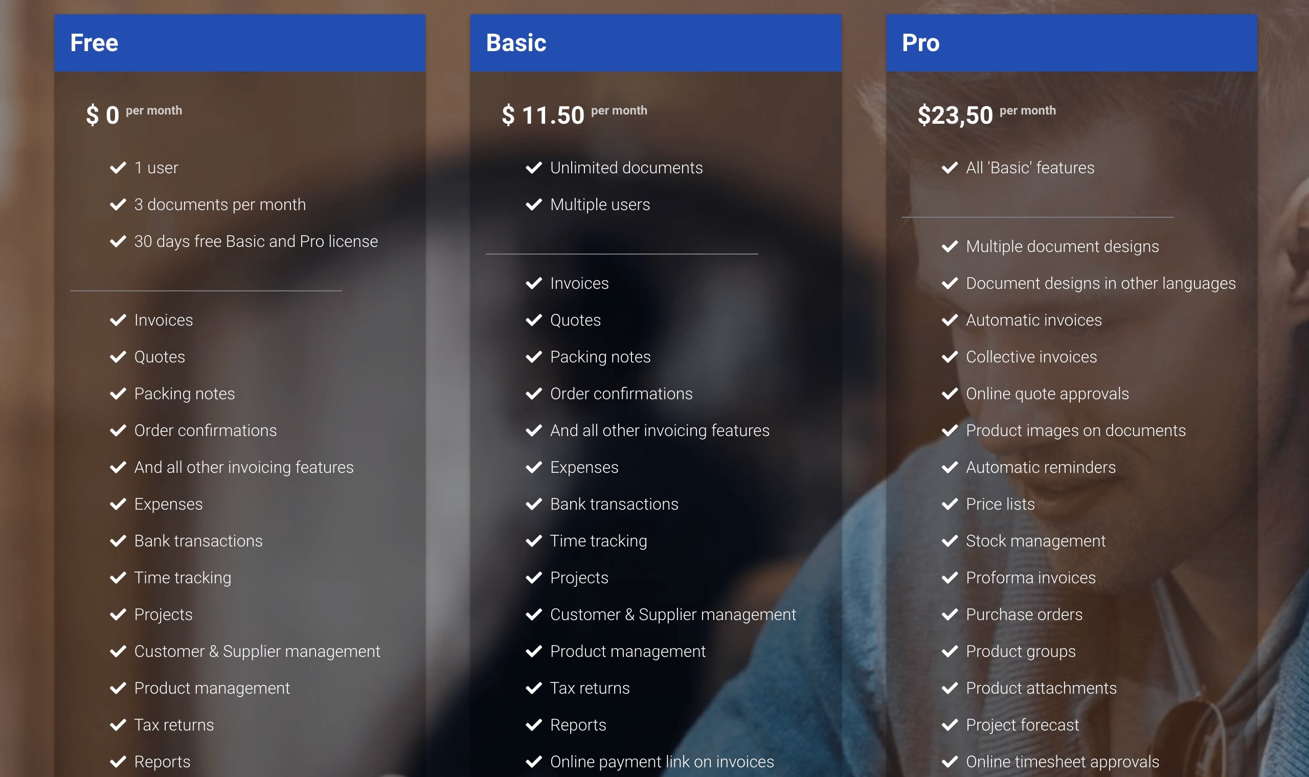 Invoice office pricing