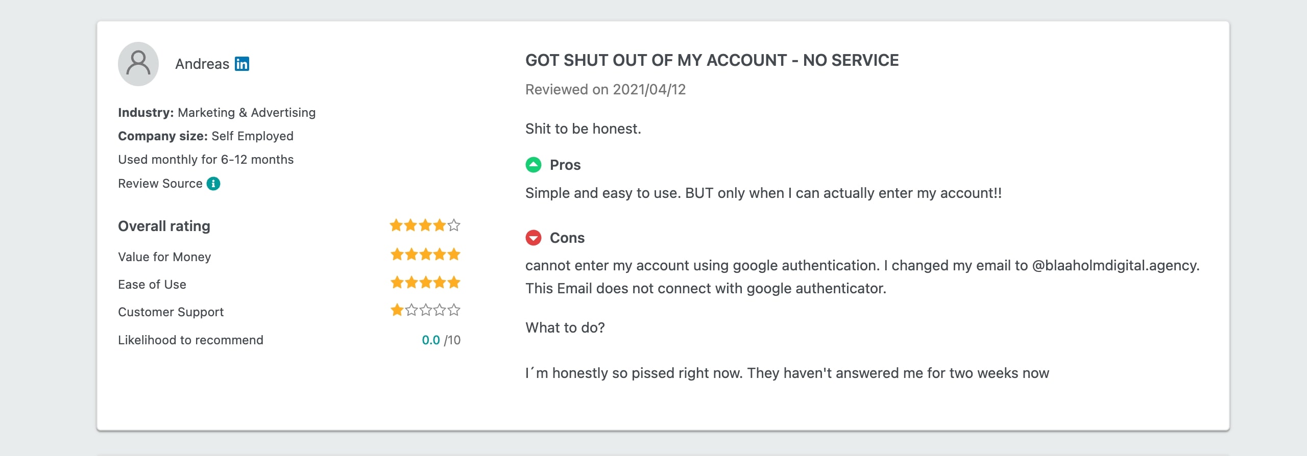 simpleinvoices bad review
