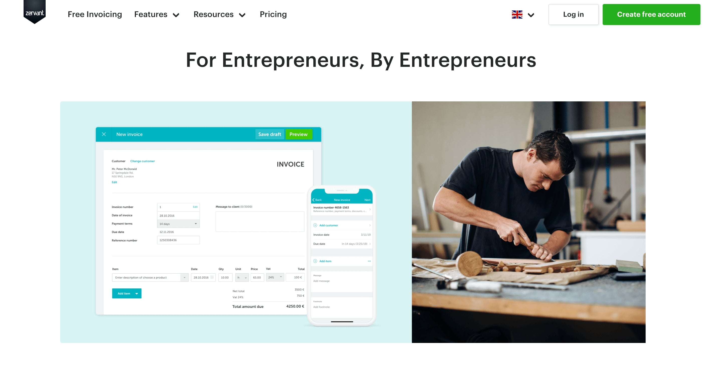 Zervant for enterprouners page